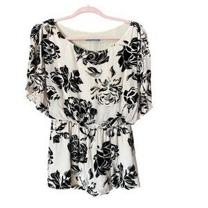 Alice + Olivia Silk Velvet Floral Peplum Blouse